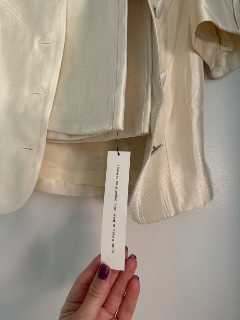 Reformation Mika Two Piece, Cream Mini Skirt - Neutral Satin Finish - Picture 12 of 12
